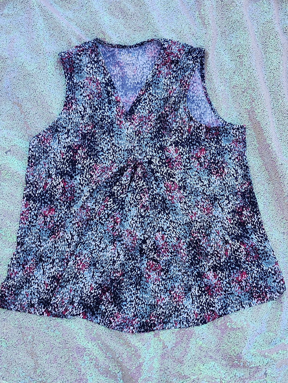 Croft And Barrow Women's Sleeveless Blouse XXL Multi Color Cute!!
